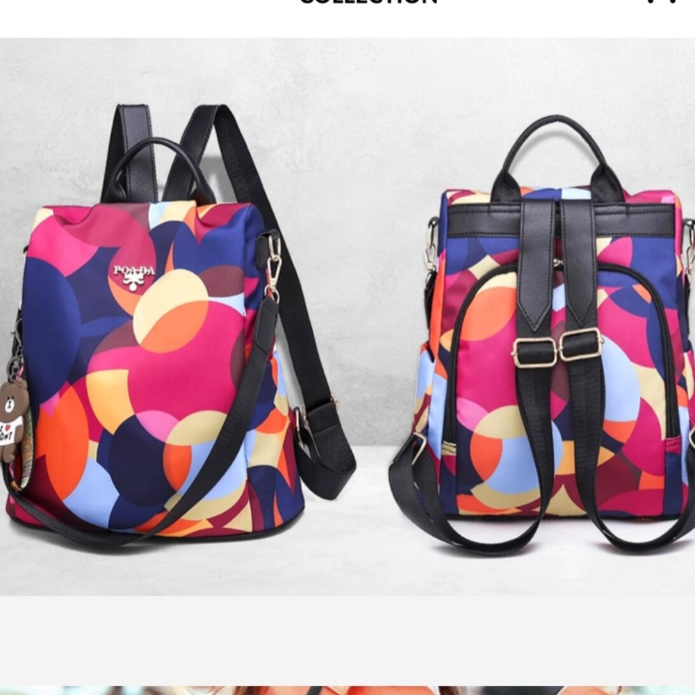 ๐Poaba Colorful Antitheft Oxford Backpack NWT ๐ - Picture 3 of 12
